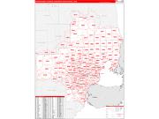 Detroit-Warren-Dearborn Metro Area Wall Map Red Line Style 2022
